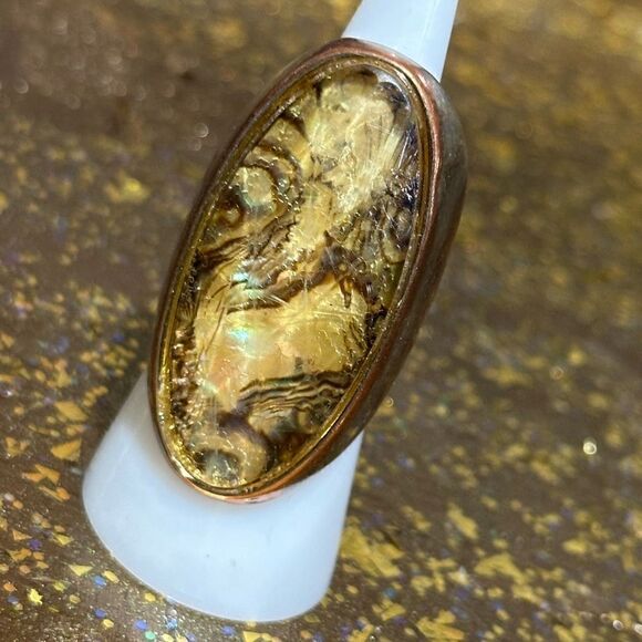 Pietersite Stone Boho Ring Size 8 (not sure of metal) - Picture 2 of 3